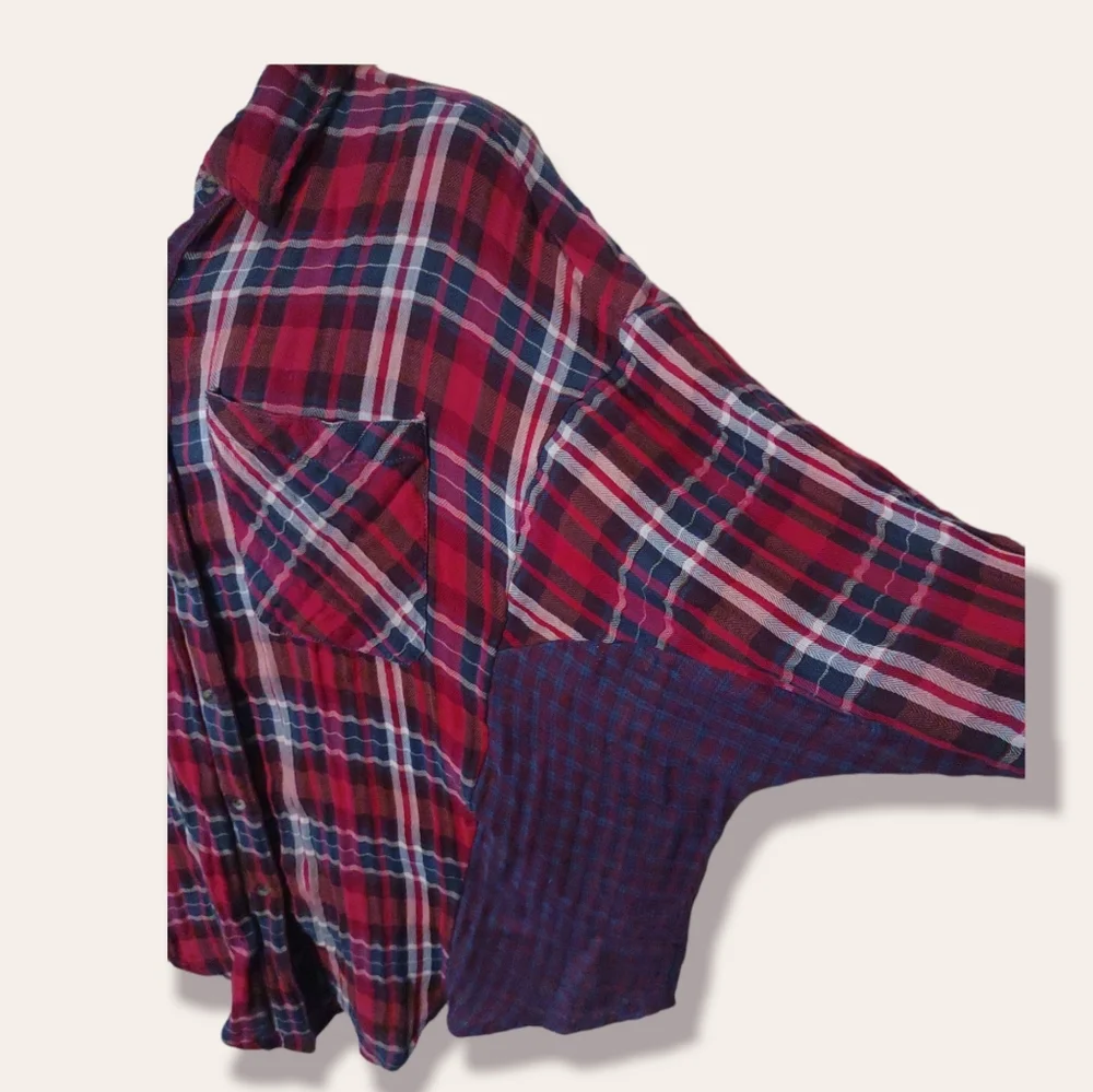 Free People One of the Guys Mixed Plaid Shirt